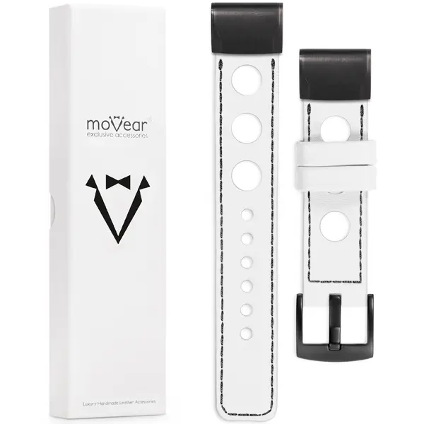 What is included in the package: leather strap moVear Prestige R1 with fastening [MODEL_RZĄDZENIA] for Fenix / Forerunner / Epix / Instinct / Enduro / Quatix / MARQ - 47/45mm 