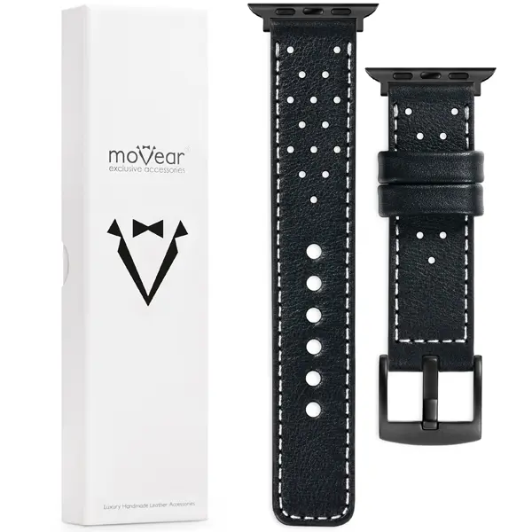 Zawartość zestawu moVear do Apple Watch 10 / 9 / 8 / 7 / 6 / 5 / 4 / SE (42/41/40mm) & 3 / 2 / 1 (38mm) Co zawiera oryginalne opakowanie moVear Prestige R2 skórzanego paska do zegarka / smartwatcha - moVear Prestige 20mm do Apple Watch 10 / 9 / 8 / 7 / 6 / 5 / 4 / SE (42/41/40mm)