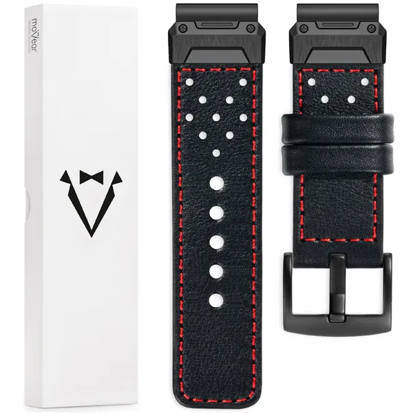 What is included in the package: leather strap moVear Prestige R3X with fastening [MODEL_RZĄDZENIA] for Fenix / Forerunner / Epix / Instinct / Enduro / Quatix / MARQ - 47/45mm 