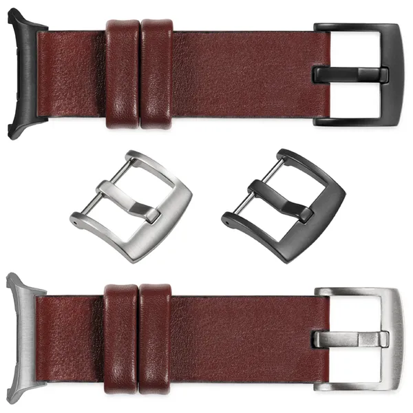You can choose moVear Prestige S1 for Samsung Galaxy Watch Ultra with a buckle in one of many colors: (Black matte, Brushed silver, Polished silver, Brushed gold, Polished gold, Creamy brushed gold (18mm), Rose gold brushed, Rose gold polished, ). Polish production of moVear belts Prestige S1 24mm to Samsung Galaxy Watch Ultra it is also possible to personalize the color of the buckle.