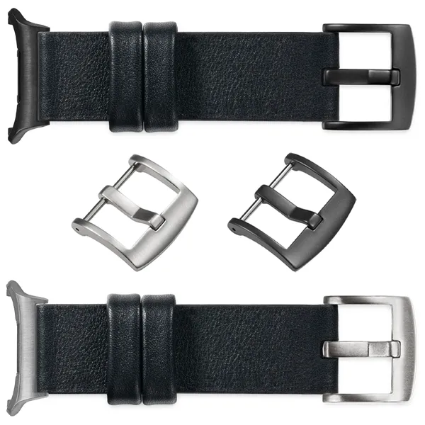 You can choose moVear Prestige S1 for Samsung Galaxy Watch Ultra with a buckle in one of many colors: (Black matte, Brushed silver, Polished silver, Brushed gold, Polished gold, Creamy brushed gold (18mm), Rose gold brushed, Rose gold polished, ). Polish production of moVear belts Prestige S1 24mm to Samsung Galaxy Watch Ultra it is also possible to personalize the color of the buckle.