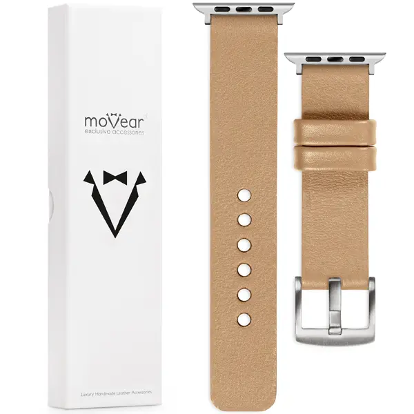 Zawartość zestawu moVear do Apple Watch 10 9 8 7 6 5 4 3 2 1 SE (42/41/40/38mm) Co zawiera oryginalne opakowanie skórzanego paska do zegarka / smartwatcha - moVear Prestige S1 22mm do Apple Watch 10 / 9 / 8 / 7 / 6 / 5 / 4 / SE (42/41/40mm)