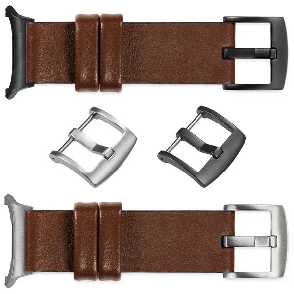You can choose moVear Prestige S1 for Samsung Galaxy Watch Ultra with a buckle in one of many colors: (Black matte, Brushed silver, Polished silver, Brushed gold, Polished gold, Creamy brushed gold (18mm), Rose gold brushed, Rose gold polished, ). Polish production of moVear belts Prestige S1 22mm to Samsung Galaxy Watch Ultra it is also possible to personalize the color of the buckle.