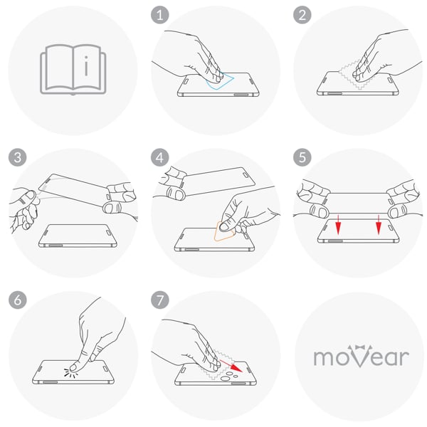 Ważna instrukcja obrazkowa poprawnego montażu szkła moVear GLASS mSHIELD 3D PRO na iPhone 6 Plus / 6s Plus Sprawdź jak zamontować szkło hartowane moVear GLASS mSHIELD 3D PRO na ekran smartfona Apple iPhone 6/6s Plus (5.5
