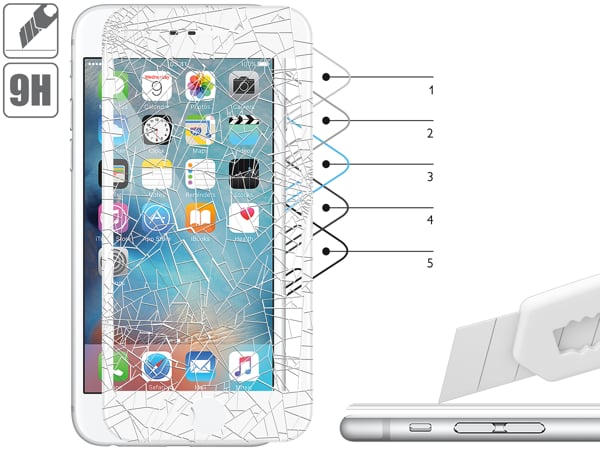 Budowa i wytrzymałość szkła hartowanego moVear GLASS mSHIELD 3D PRO na iPhone 6 Plus / 6s Plus (5.5 Wytrzymałe szkło moVear GLASS mSHIELD 3D PRO ochroni ekran Twojego Apple iPhone 6 Plus / 6s Plus (5.5