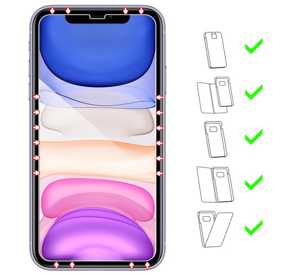 Do jakich typów etui pasuje moVear GLASS mSHIELD 2.5D na iPhone 11 / iPhone Xr GLASS mSHIELD 2.5D na Apple iPhone 11 / Xr (6.1