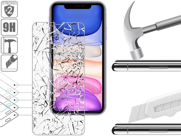 Budowa i wytrzymałość szkła hartowanego moVear GLASS mSHIELD 2.5D na Apple iPhone 11 / Xr (6.1 2x bardziej wytrzymałe szkło moVear GLASS mSHIELD 2.5D ochroni ekran Twojego iPhone 11 / iPhone Xr (6.1