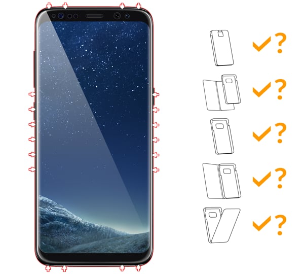 Do jakich typów etui pasuje moVear GLASS mSHIELD 3D na Galaxy S8+ Plus moVear GLASS mSHIELD 3D na Galaxy S8+ Plus umożliwia użytkowanie z wieloma etui. Zastosuj etui aby jeszcze lepiej ochronić smartfon przed uszkodzeniami.