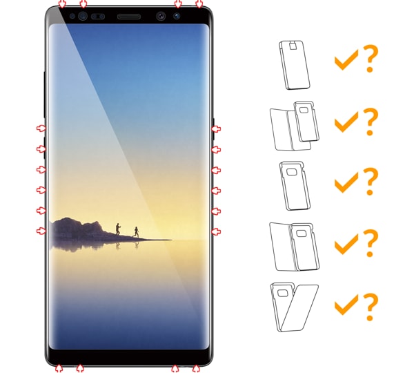 Do jakich typów etui pasuje moVear GLASS mSHIELD 3D na Samsung Galaxy Note 8 (N950) moVear GLASS mSHIELD 3D na Galaxy Note 8 umożliwia użytkowanie z wieloma etui. Zastosuj etui aby jeszcze lepiej ochronić smartfon przed uszkodzeniami.