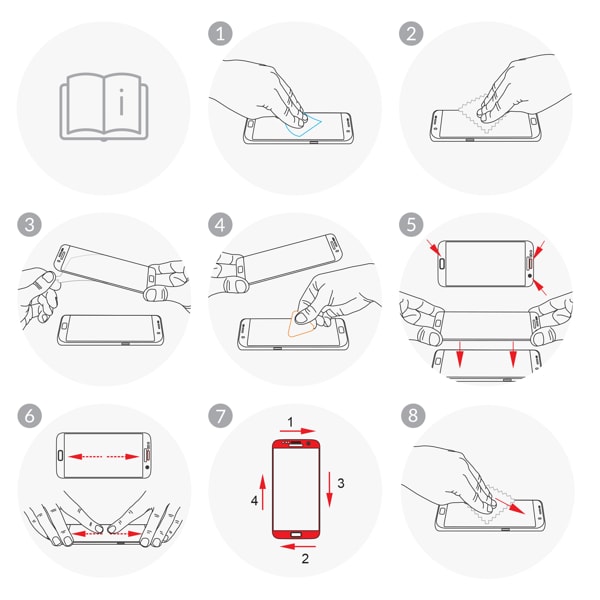 Ważna instrukcja obrazkowa poprawnego montażu szkła moVear GLASS mSHIELD 3D na Galaxy Note 8 Sprawdź jak zamontować szkło hartowane moVear GLASS mSHIELD 3D na ekran smartfona Samsung Note 8. Prawidłowy montaż zagwarantuje komfort użytkowania.