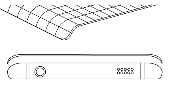 Opis graficzny krawędzi 3D szkła hartowanego moVear GLASS mSHIELD 3D na Samsung Note 8 Zakrzywione krawędzie 3D szkła chronią cały ekran Samsung Note 8 (N950).