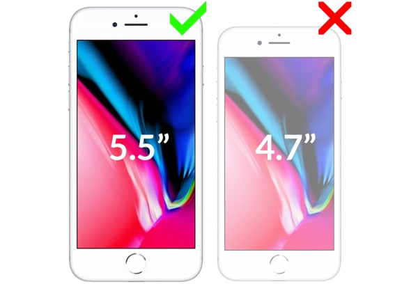 Obrazek prezentujący kompatybilność szkła hartowanego moVear GLASS mSHIELD 3D PRO na iPhone 8 Plus / 7 Plus (5.5