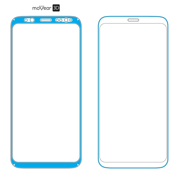 Rozmieszczenie kleju dla szkła hartowanego moVear GLASS mSHIELD 3D na Samsung S9+ (6.2 Rozmieszczenie bardzo lepkiego kleju na brzegach szkła moVear GLASS mSHIELD 3D na Samsung Galaxy S9+