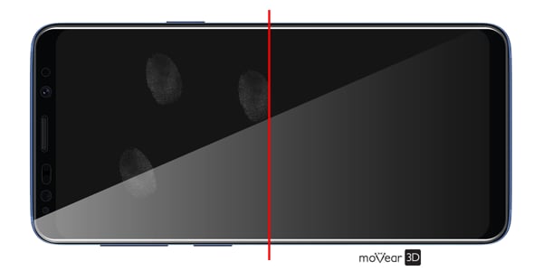 Zalety powierzchni oleofobowej szkła ochronnego moVear GLASS mSHIELD 3D na Samsung S9+ (G965) Powłoka oleofobowa na szkle hartowanym moVear GLASS mSHIELD 3D do Samsung Galaxy S9+ (Plus) z ekranem o przekątnej 6.2 cala