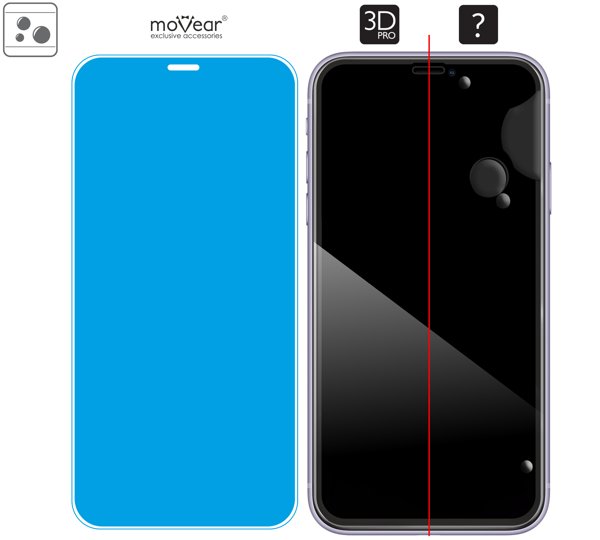 Rozmieszczenie kleju - warstwy adsorpcyjnej - dla szkła hartowanego moVear GLASS mSHIELD 3D PRO na iPhone 11 / iPhone Xr (6.1 Rozmieszczenie kleju - warstwy adsorpcyjnej - pod całą powierzchnią szkła moVear GLASS mSHIELD 3D PRO na iPhone 11 / iPhone Xr (6.1