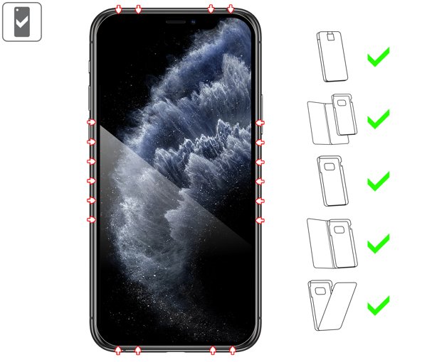 Do jakich typów etui pasuje moVear GLASS mSHIELD 2.5D MAX na iPhone 11 Pro / iPhone Xs / X GLASS mSHIELD 2.5D MAX na iPhone 11 Pro / iPhone Xs / X umożliwia użytkowanie z większością etui. Zastosuj etui aby jeszcze lepiej ochronić smartfon przed uszkodzeniami.