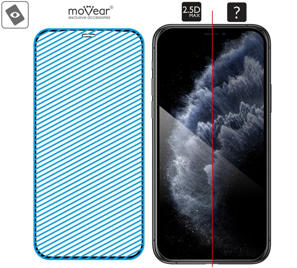 Obszar szklanej powierzchni mARG™ moVear GLASS mSHIELD 2.5D MAX na iPhone 11 Pro / iPhone Xs / X (5.8 Prawdziwe szkło w technologii mARG™ znajduje się na całej powierzchni protektora moVear GLASS mSHIELD 2.5D MAX do Apple iPhone 11 Pro / Xs / X.