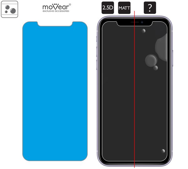 Rozmieszczenie kleju - warstwy adsorpcyjnej - dla szkła hartowanego moVear GLASS mSHIELD 2.5D MATT na iPhone 11 / iPhone Xr Rozmieszczenie kleju - warstwy adsorpcyjnej - pod całą powierzchnią szkła moVear GLASS mSHIELD 2.5D MATT na Apple iPhone 11 / Xr (6.1
