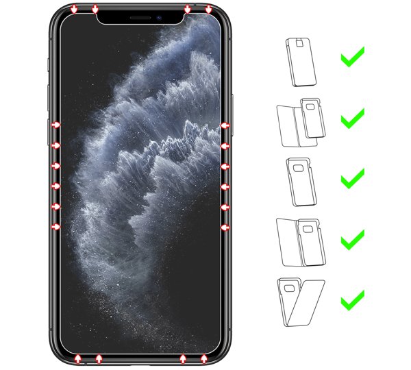 Do jakich typów etui pasuje moVear GLASS mSHIELD 2.5D MATT na iPhone 11 Pro / iPhone Xs / X moVear GLASS mSHIELD 2.5D MATT (Matowe, antyrefleksyjne) na iPhone 11 Pro / iPhone Xs / X umożliwia użytkowanie z każdym typem etui. Zastosuj etui aby jeszcze lepiej ochronić smartfon przed uszkodzeniami.