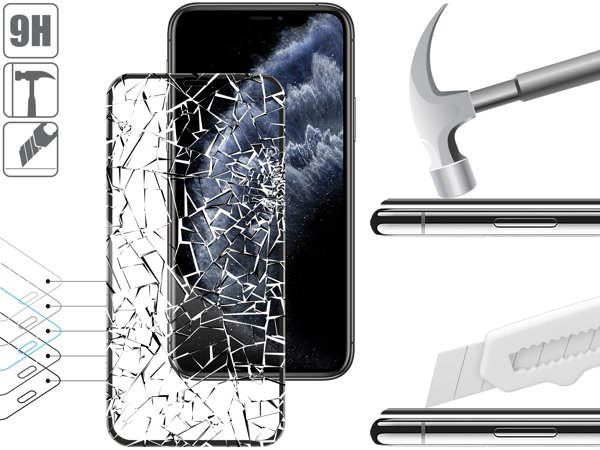 Budowa i wytrzymałość szkła hartowanego moVear GLASS mSHIELD 3D PRO MATT na Apple iPhone 11 Pro / Xs / X (5.8 Wytrzymałe szkło moVear GLASS mSHIELD 3D PRO MATT ochroni ekran Twojego Apple iPhone 11 Pro / Xs / X. Wizualizacja warstw i powłok produktu.