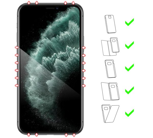 Do jakich typów etui pasuje moVear GLASS mSHIELD 3D PRO-E na iPhone 11 Pro / iPhone Xs / X moVear GLASS mSHIELD 3D PRO-E na iPhone 11 Pro / iPhone Xs / X umożliwia użytkowanie z wieloma etui. Zastosuj etui aby jeszcze lepiej ochronić smartfon przed uszkodzeniami.