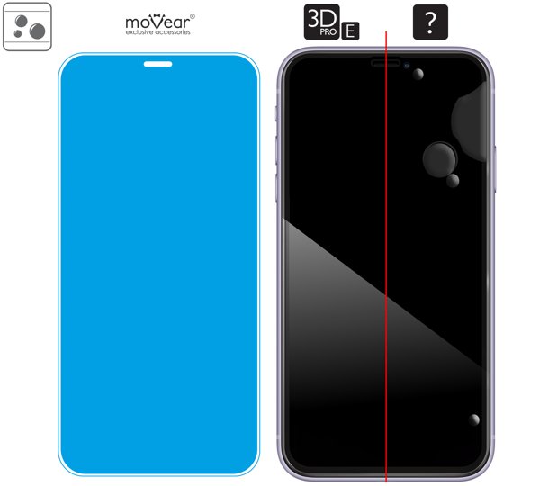 Rozmieszczenie kleju - warstwy adsorpcyjnej - dla szkła hartowanego moVear GLASS mSHIELD 3D PRO-E na iPhone 11 Pro / iPhone Xs / X Rozmieszczenie kleju - warstwy adsorpcyjnej - pod całą powierzchnią szkła moVear GLASS mSHIELD 3D PRO-E na Apple iPhone 11 Pro / Xs / X (5.8