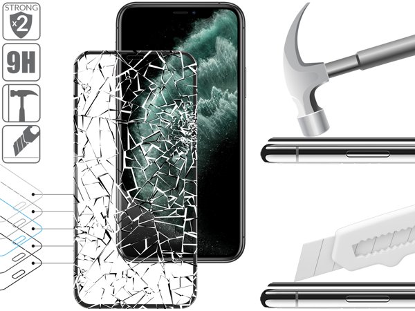Budowa i wytrzymałość szkła hartowanego moVear GLASS mSHIELD 3D PRO-E na iPhone 11 Pro / iPhone Xs / X 2x bardziej wytrzymałe szkło moVear GLASS mSHIELD 3D PRO-E ochroni ekran Twojego Apple iPhone 11 Pro / Xs / X. Wizualizacja warstw i powłok produktu.