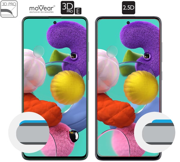 Opis graficzny krawędzi 3D PRO-E szkła hartowanego moVear GLASS mSHIELD 3D PRO-E na Galaxy S10 Lite Zakrzywione krawędzie moVear GLASS mSHIELD 3D PRO-E szkła chronią cały ekran Galaxy S10 Lite na całej powierzchni.