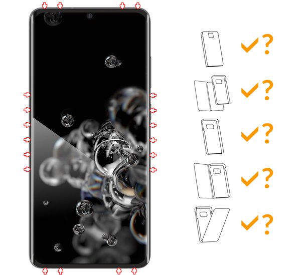 Do jakich typów etui pasuje moVear GLASS mSHIELD 3D na Galaxy S20 Ultra moVear GLASS mSHIELD 3D na Samsung S20 Ultra (G988) umożliwia użytkowanie z wieloma etui. Zastosuj etui aby jeszcze lepiej ochronić smartfon przed uszkodzeniami.