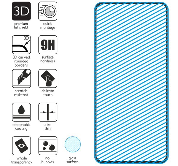 Podsumowanie cech szkła hartowanego moVear GLASS mSHIELD 3D na Samsung Galaxy S20 Ultra z ekranem o przekątnej 6.9 cala Najnowsze technologie w szkle hartowanym dla GLASS mSHIELD 3D do Samsung Galaxy S20 Ultra (6.9