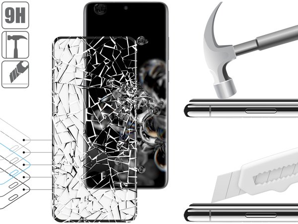 Budowa i wytrzymałość szkła hartowanego moVear GLASS mSHIELD 3D na Samsung Galaxy S20 Ultra (6.9 Wytrzymałe szkło moVear GLASS mSHIELD 3D ochroni ekran Twojego Samsung Galaxy S20 Ultra (6.9