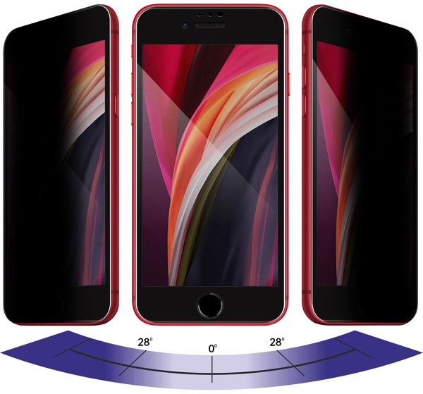Zalety matowej szklanej powierzchni moVear GLASS mSHIELD 3D PRO privacy na Apple iPhone SE 2/3 & 8 / 7 (4.7 Filtr prywatyzujący w szkle moVear GLASS mSHIELD 3D PRO privacy