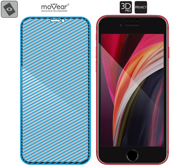 Obszar szklanej powierzchni mARG™ moVear GLASS mSHIELD 3D PRO privacy na iPhone SE 2022, SE 2020, 8, 7 Prawdziwe szkło w technologii mARG™ znajduje się na całej powierzchni protektora moVear GLASS mSHIELD 3D PRO do Apple iPhone SE 2/3 & 8 / 7 (4.7