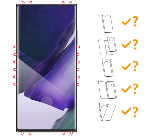 Do jakich typów etui pasuje moVear GLASS mSHIELD 3D na Galaxy Note 20 Ultra moVear GLASS mSHIELD 3D na Samsung Note20 Ultra umożliwia użytkowanie z wieloma etui. Zastosuj etui aby jeszcze lepiej ochronić smartfon przed uszkodzeniami.
