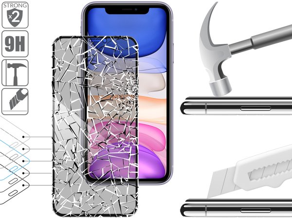 Budowa i wytrzymałość szkła hartowanego moVear GLASS mSHIELD 3D PRO privacy na iPhone 11 / iPhone Xr (6.1 2x bardziej wytrzymałe szkło moVear GLASS mSHIELD 3D PRO privacy ochroni ekran Twojego Apple iPhone 11 / Xr. Wizualizacja warstw i powłok produktu.