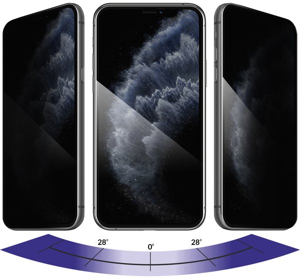 Zalety matowej szklanej powierzchni moVear GLASS mSHIELD 3D PRO privacy na Apple iPhone 11 Pro / Xs / X (5.8 Filtr prywatyzujący w szkle moVear GLASS mSHIELD 3D PRO privacy