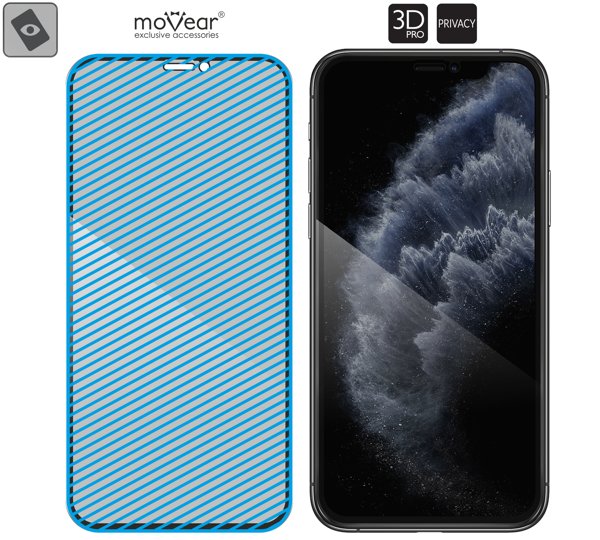 Obszar szklanej powierzchni mARG™ moVear GLASS mSHIELD 3D PRO privacy na iPhone 11 Pro / iPhone Xs / X (5.8 Prawdziwe szkło w technologii mARG™ znajduje się na całej powierzchni protektora moVear GLASS mSHIELD 3D PRO do iPhone 11 Pro / iPhone Xs / X (5.8