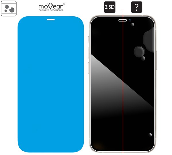 Rozmieszczenie kleju - warstwy adsorpcyjnej - dla szkła hartowanego moVear GLASS mSHIELD 2.5D na iPhone 12 Mini Rozmieszczenie kleju - warstwy adsorpcyjnej - pod całą powierzchnią szkła moVear GLASS mSHIELD 2.5D na Apple iPhone 12 Mini.