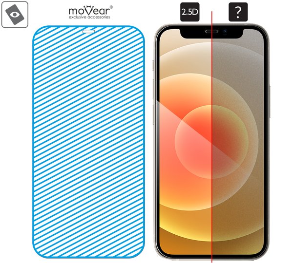 Obszar szklanej powierzchni mARG™ moVear GLASS mSHIELD 2.5D na Apple iPhone 12 Mini Prawdziwe szkło w technologii mARG™ znajduje się na całej powierzchni protektora moVear GLASS mSHIELD 2.5D do iPhone 12 Mini.
