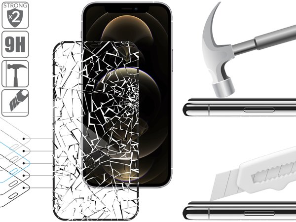 Budowa i wytrzymałość szkła hartowanego moVear GLASS mSHIELD 2.5D MAX na iPhone 12 Pro Max (6.7 2x bardziej wytrzymałe szkło moVear GLASS mSHIELD 2.5D MAX ochroni ekran Twojego iPhone 12 Pro Max (6.7