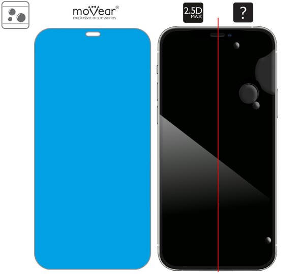 Rozmieszczenie kleju - warstwy adsorpcyjnej - dla szkła hartowanego moVear GLASS mSHIELD 2.5D MAX na Apple iPhone 12 Pro / 12 Rozmieszczenie kleju - warstwy adsorpcyjnej - pod całą powierzchnią szkła moVear GLASS mSHIELD 2.5D MAX na iPhone 12 Pro / 12.