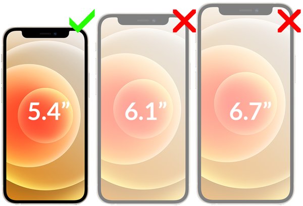 Kompatybilność szkła hartowanego moVear GLASS mSHIELD 3D PRO-E na Apple iPhone 12 Mini (5.4 Obrazek prezentujący kompatybilność szkła hartowanego moVear GLASS mSHIELD 3D PRO-E na iPhone 12 Mini (5.4