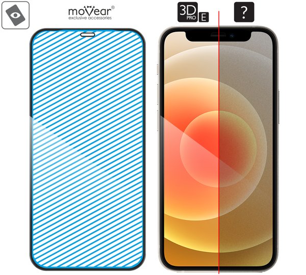 Obszar szklanej powierzchni mARG™ moVear GLASS mSHIELD 3D PRO-E na Apple iPhone 12 Mini (5.4 Prawdziwe szkło w technologii mARG™ znajduje się na całej powierzchni protektora moVear GLASS mSHIELD 3D PRO-E do Apple iPhone 12 Mini (5.4
