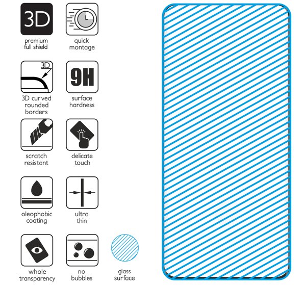 Najnowsze technologie w szkle hartowanym dla GLASS mSHIELD 3D do Samsung S21 Ultra. Ikony cech.