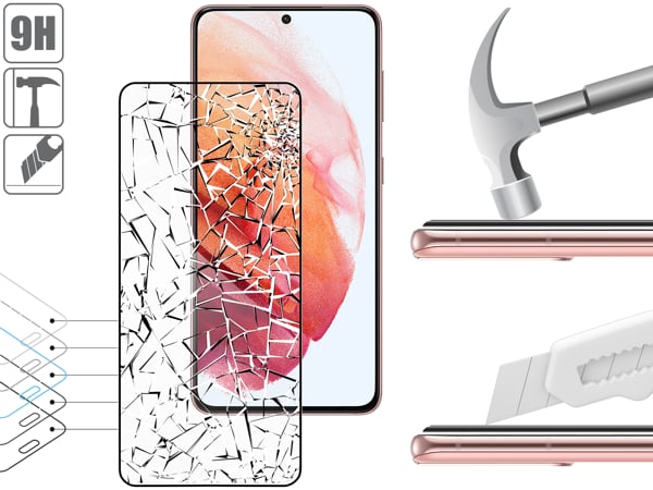 Budowa i wytrzymałość szkła hartowanego moVear GLASS mSHIELD 2.5D MAX na Samsung S21 (G991) Wytrzymałe szkło moVear GLASS mSHIELD 2.5D MAX ochroni ekran Twojego Galaxy S21. Wizualizacja warstw i powłok produktu.