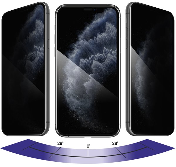Zalety matowej szklanej powierzchni moVear GLASS mSHIELD 2.5D MAX privacy na Apple iPhone 11 Pro / Xs / X (5.8 Filtr prywatyzujący w szkle moVear GLASS mSHIELD 2.5D MAX privacy