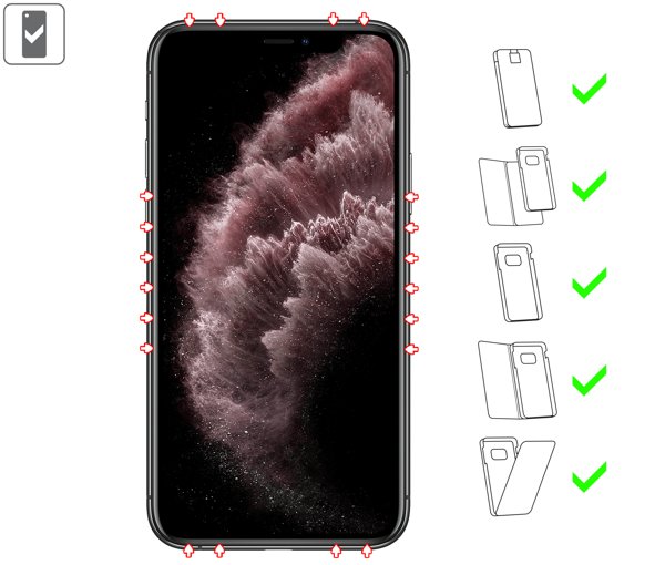 Do jakich typów etui pasuje moVear GLASS mSHIELD 2.5D MAX privacy na iPhone 11 Pro Max / iPhone Xs MAX GLASS mSHIELD 2.5D MAX privacy na iPhone 11 Pro Max / iPhone Xs MAX umożliwia użytkowanie z większością etui. Zastosuj etui aby jeszcze lepiej ochronić smartfon przed uszkodzeniami.