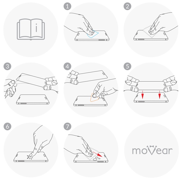 Ważna instrukcja obrazkowa poprawnego montażu szkła moVear GLASS mSHIELD 3D PRO MATT na Apple iPhone SE 2/3 & 8 / 7 (4.7 Sprawdź jak zamontować szkło hartowane moVear GLASS mSHIELD 3D PRO MATT na ekran smartfona iPhone SE 2022, SE 2020, 8, 7 (4.7