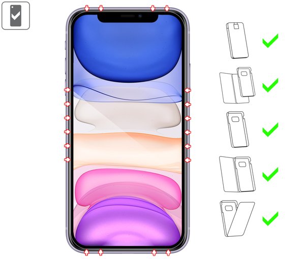 Do jakich typów etui pasuje moVear flexible mSHIELD 3D PRO na Apple iPhone 11 / Xr moVear flexible mSHIELD 3D PRO na Apple iPhone 11 / Xr umożliwia użytkowanie z większością etui. Zastosuj etui aby jeszcze lepiej ochronić smartfon przed uszkodzeniami.