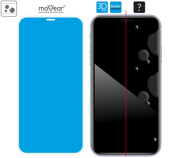 Rozmieszczenie kleju - warstwy adsorpcyjnej - dla szkła hartowanego moVear flexible mSHIELD 3D PRO na iPhone 11 Pro Max / iPhone Xs MAX (6.5 Rozmieszczenie kleju pod całą powierzchnią szkła hybrydowego moVear flexible mSHIELD 3D PRO na Apple iPhone 11 Pro Max / Xs MAX (6.5